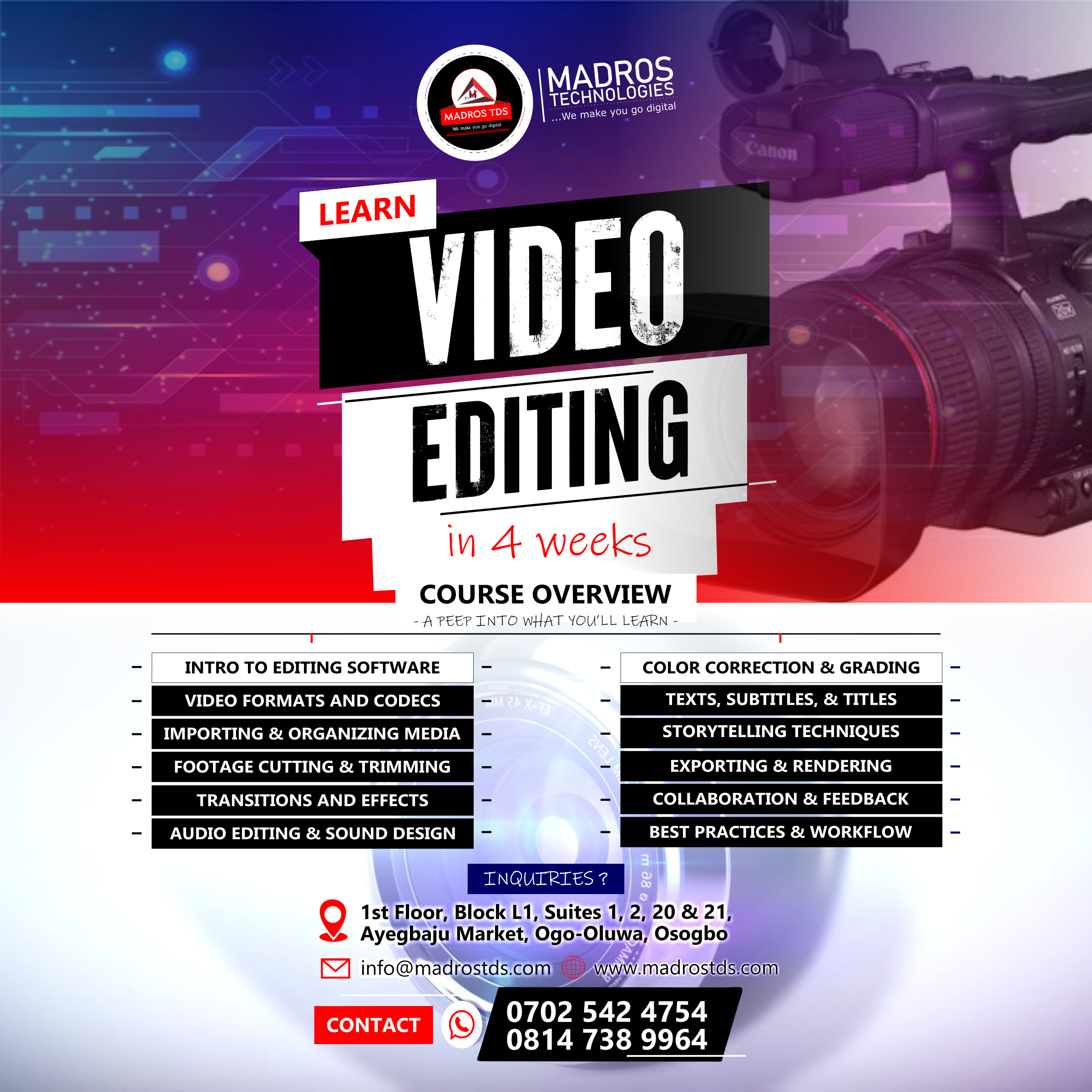 Video Editing Course with Madros Technologies